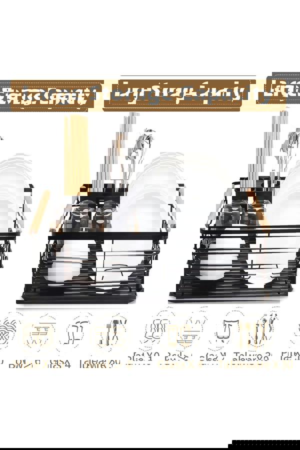 Living and Home Kitchen Metal Dish Drainer Rack Organizer Sink with Removable Drip Tray