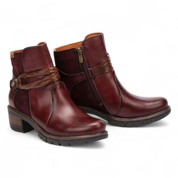 Pikolinos San Sebastian - Women's Arcilla Red Leather Ankle Boots