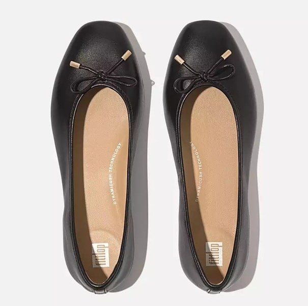 FitFlop Delicato Leather Women's Black Ballet Flats