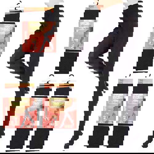 3 Pairs Womens HeatGuard Thermal Tights Black 140 Denier 0.5 TOG Warm Winter Accessory - Medium