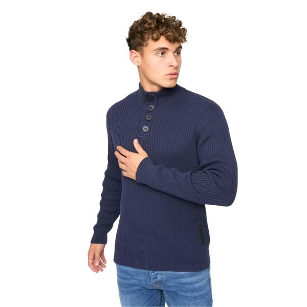 Crosshatch Mens Wellburys Chunky Knit Jumper - Navy