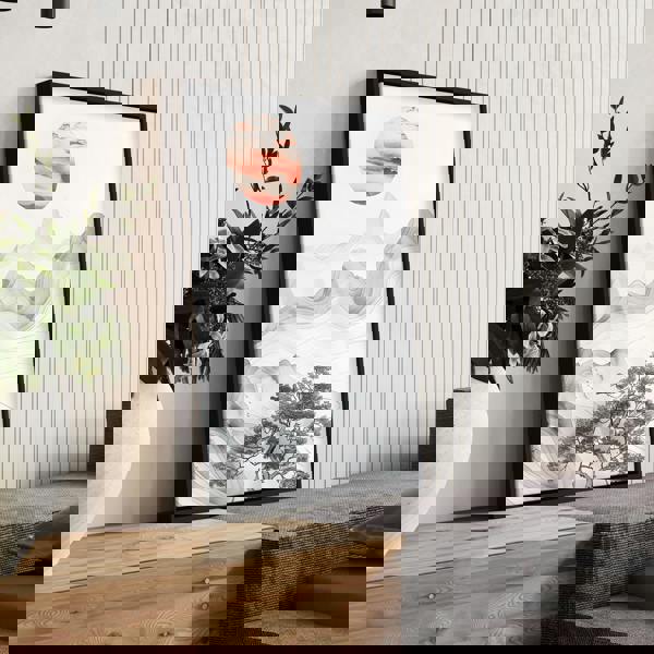 Modern Artwork For Living Room | Set of 2 Asian Inspired Wall art Prints