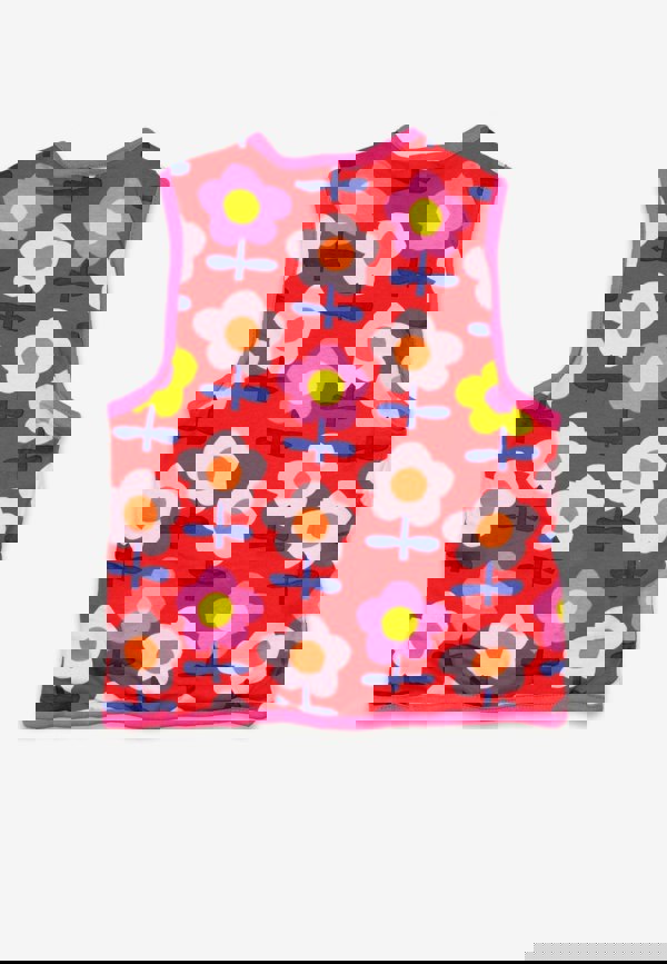 Organic Pink Flower Print Reversible Gilet - Toby Tiger