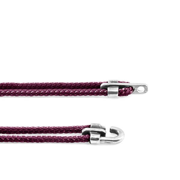 Anchor & Crew Aubergine Purple Canterbury Silver and Rope Bracelet