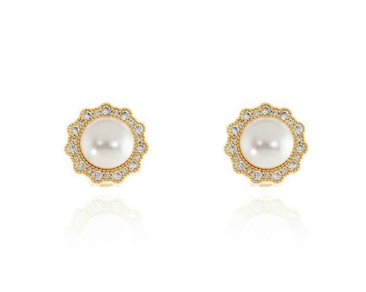 Cachet London Florantine Pearl Gold Clip on Earrings