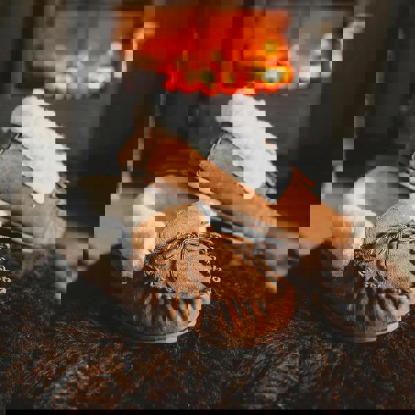 Nordvek Womens Sheepskin Suede Moccasin Slippers