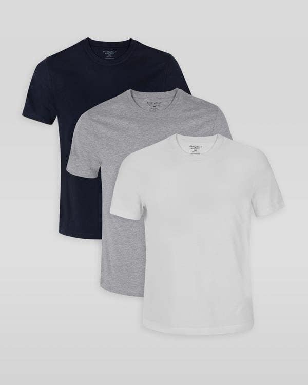 Steel & Jelly Navy, Grey & White 3 Pack Short Sleeve T-Shirts