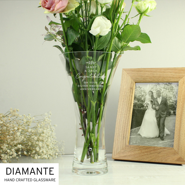 Personalised Memento Company Personalised Hand Cut Diamante Heart Vase