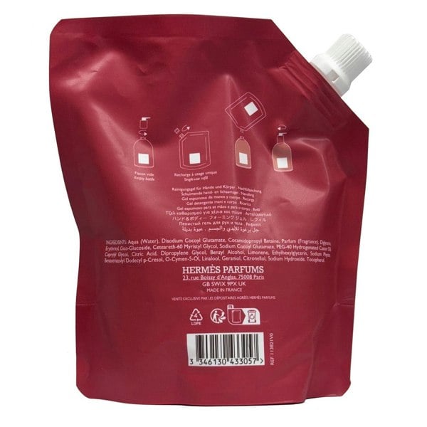 Hermes Eau de Rhubarbe Ecarlate Hand & Body Cleansing Gel 300ml Refill Pouch