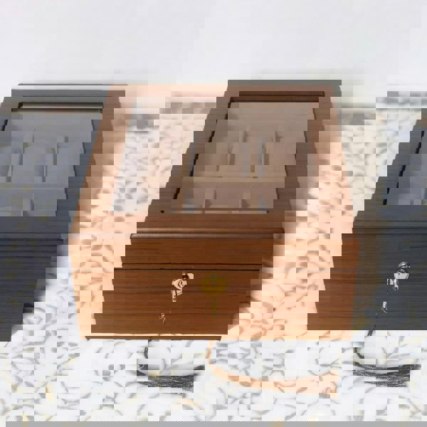 Rafaelo Mobilia 6 Slot Watch Lockable Storage Box Brown