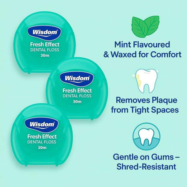 Wisdom Fresh Effect Mint Dental Floss 3 x 30m