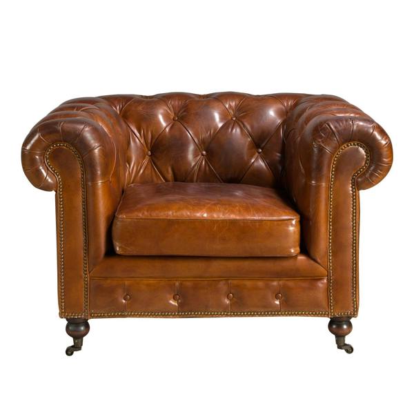 Angel Cerdá Cognac brown leather Chester armchair 5167