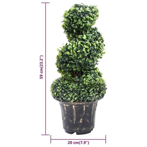 Berkfield Artificial Boxwood Spiral Plant with Pot Green 59 cm