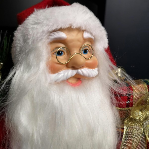 Samuel Alexander 40cm Red Standing Santa Claus Indoor Decoration with Present and Green Sack