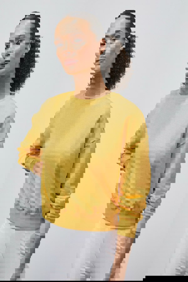 ENORSIA Ribbed Hem Cropped Sweatshirt