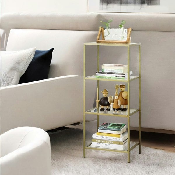 Rafaelo Mobilia Glass 4 Tier Side End Table Gold