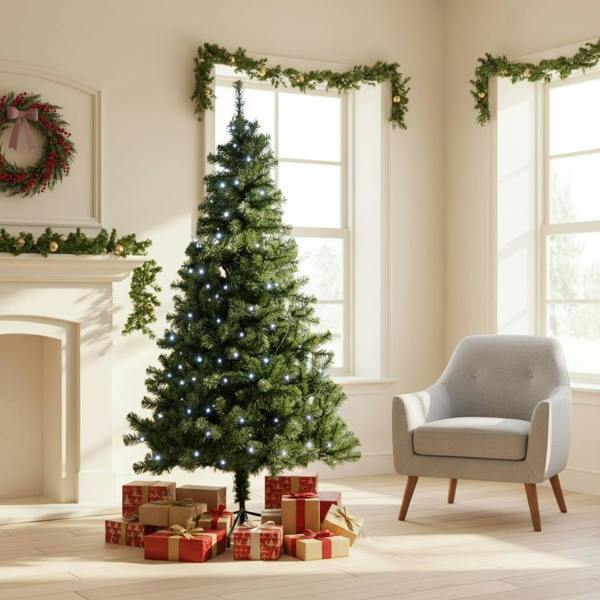 4ft to 12ft Pre-Lit Green Alaskan Pine Artificial Christmas Trees with LEDs and Metal Stand image 5