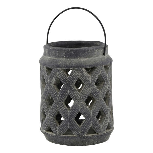 Hill Interiors Amalfi Lattice Lantern - Grey