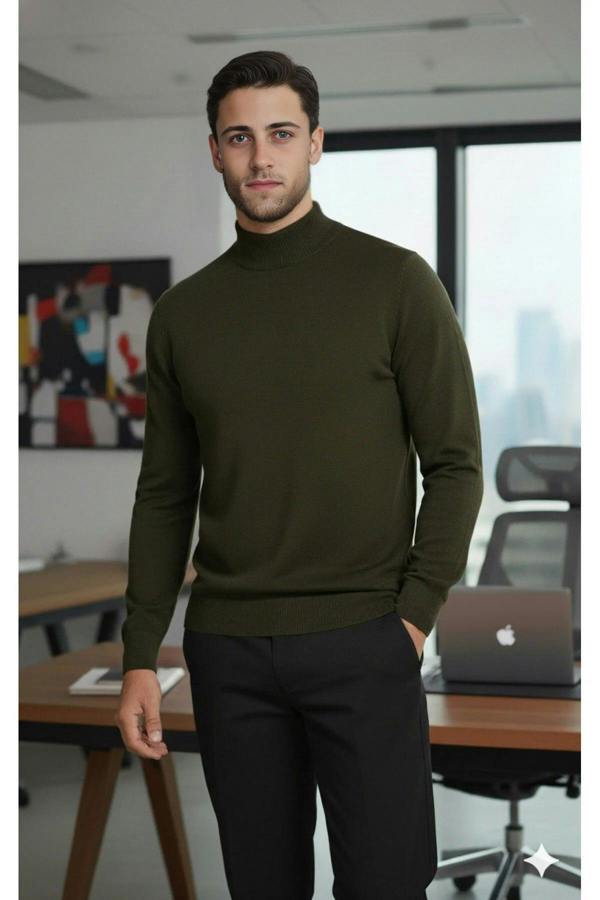 WOVCOR Half Turtleneck Regular Fit Knit Men's Sweater