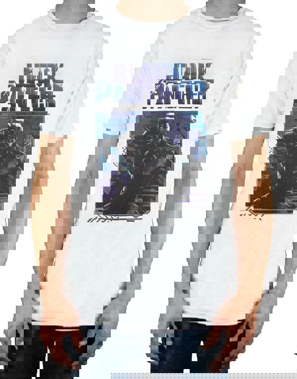 Marvel Mens White Black Panther Short Sleeved T-Shirt