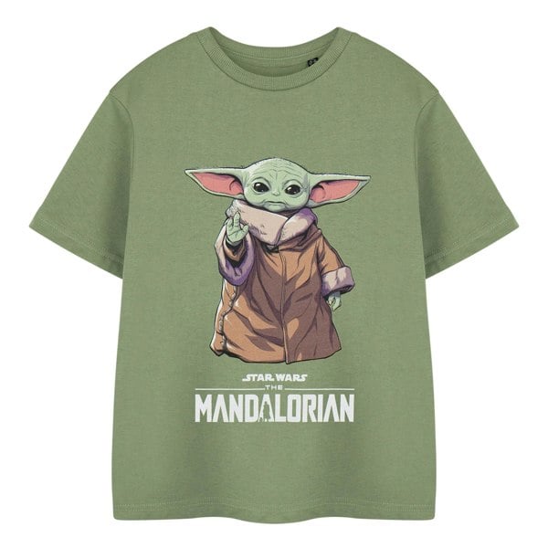 Star Wars The Mandalorian Boys Grogu T-Shirt - Khaki Green