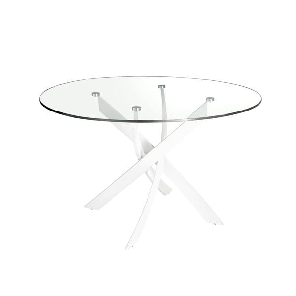 Angel Cerdá Round tempered glass and white steel dining table 1138