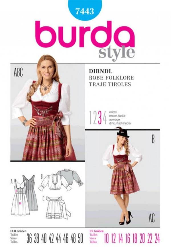 Burda Sewing Pattern 7443 Aprons, Dresses and Tops For Women, Sizes: 10-24 - Intermediate