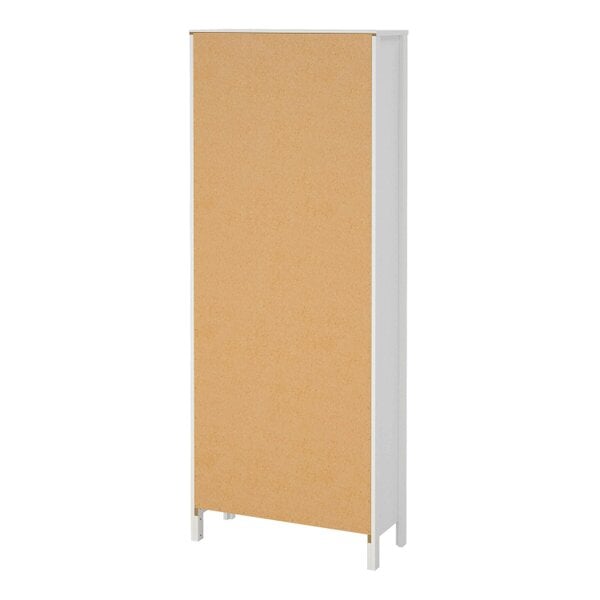 Wyld Haus Wildberry Matt White Wooden China Cabinet 2 Glass Doors 3 Drawers Leather Handles