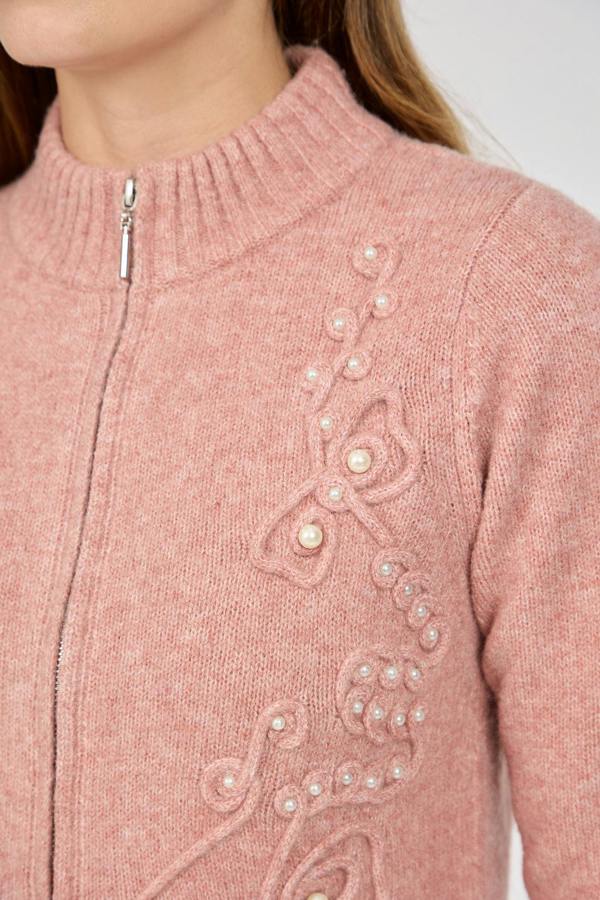 Mudflower Cornelli Embellished Zip-Up Knit Cardigan