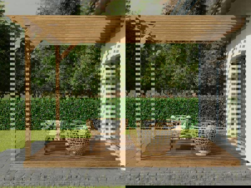 Arbor Garden Solutions Wall Mounted Pergola and Decking Kit Longhorn Design