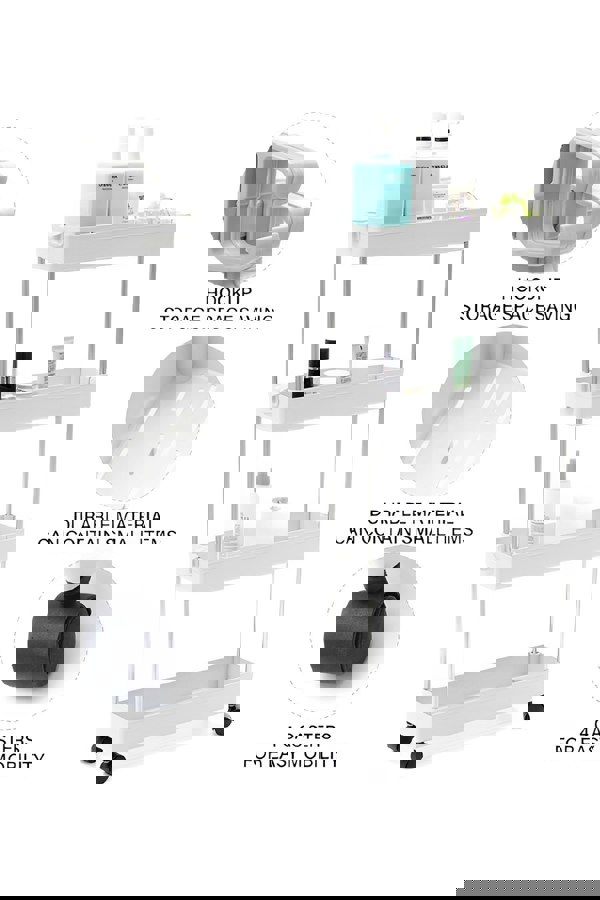 Living and Home Slim Standing 4-Tier Corner Storage Rack Shelf Plastic for Kitchen Bathroom