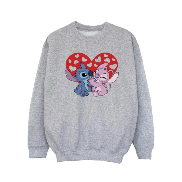 Disney Girls Lilo & Stitch Hearts Sweatshirt - Sports Grey