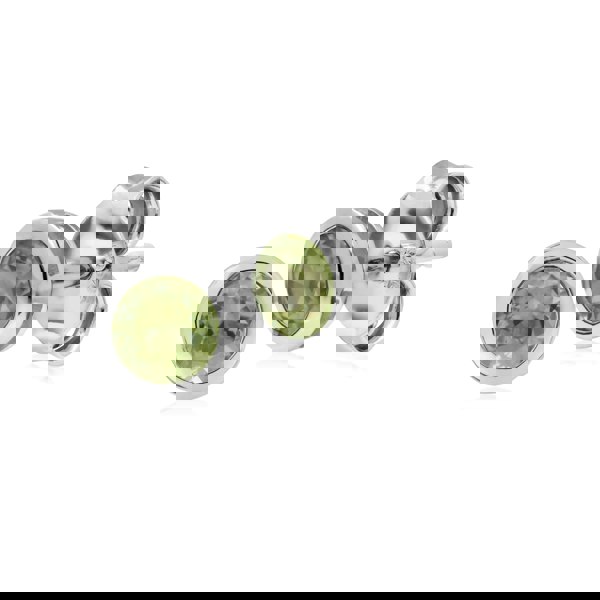 270E025808925 Classic Round Peridot Bezel Stud Earrings in Sterling Silver 1