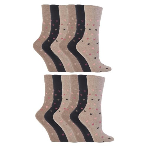 Gentle Grip 12 Pairs Ladies Cotton Rich Everyday Socks Gentle Grip Soft Top Comfort Socks - 4-8 UK - SOLRH48