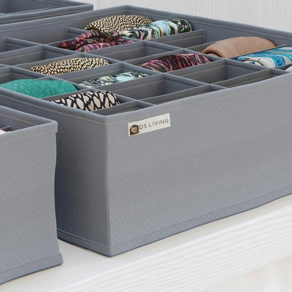 DS Living Folderable Clothes Drawer Organiser Storage Set of 4 Grey