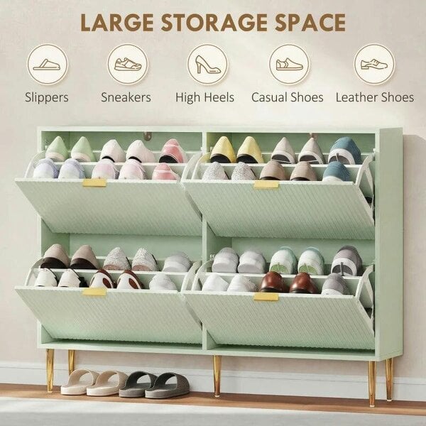 Bobobiy Elegant Four-Drawer Shoe Cabinet - Light Green