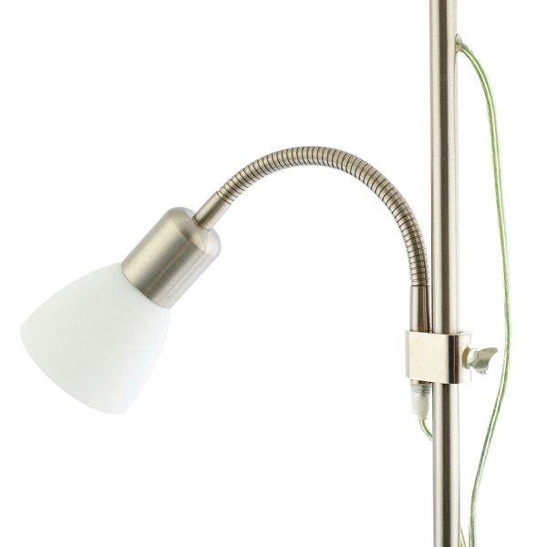 Nickel Mother and Child Floor Lamp with Adjustable Reading Light and Switches Image 4