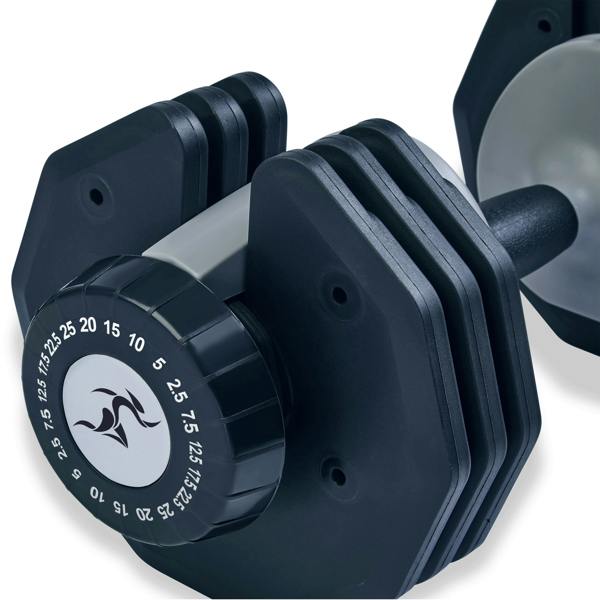 Homeology Urban25 Smart Adjustable Home Fitness Dumbbell from 2.5kg to 25kg Single Black Grey Training Weights