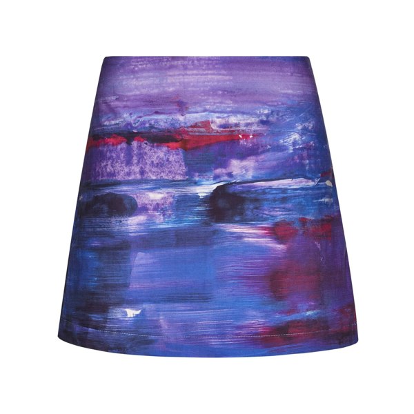 Blue Nude Passiflora Cotton & Hemp Miniskirt - Purple