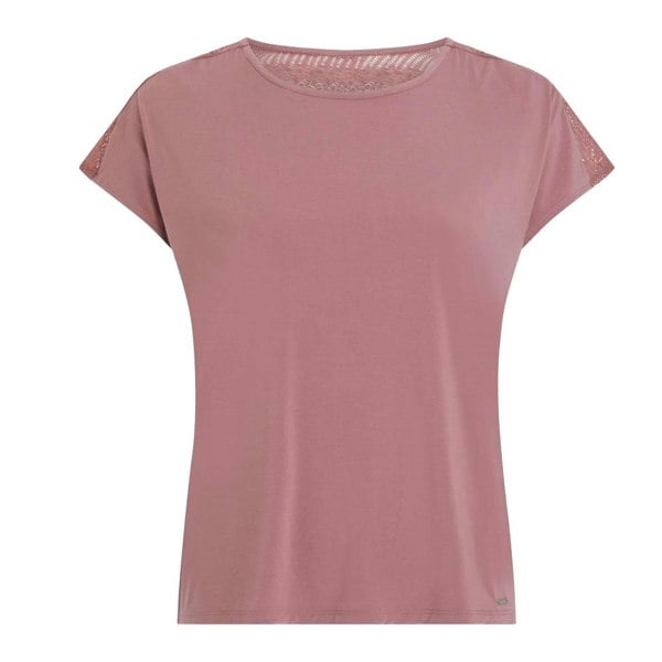 Calvin Klein Womens Lace Detail Short-Sleeved Pyjama Top - Pink