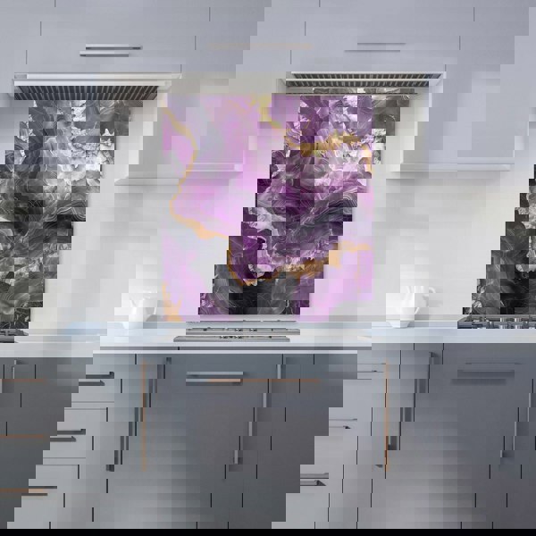 Warren Reed - Designer Deep Purple Marble Effect Kitchen Splashback