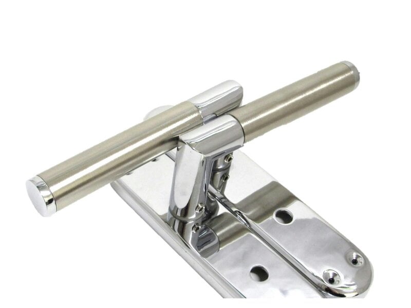 Haven Heritage Door Handles Lever Bath Satin Nickel & Chrome Dual Finish Mitred 1x Pair