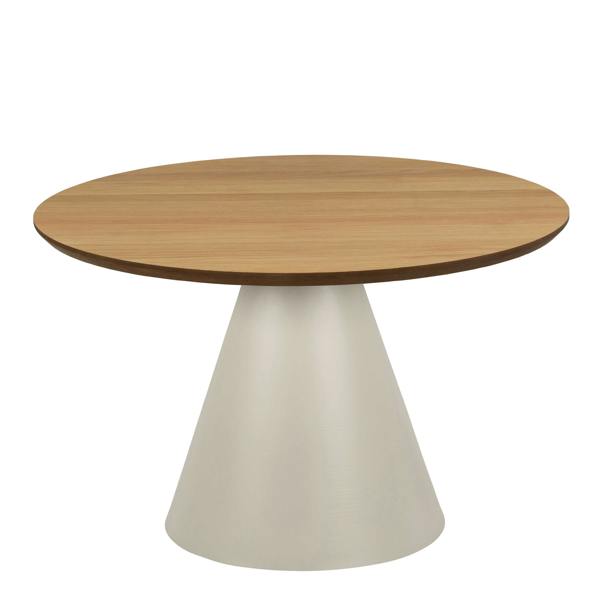 Wyld Haus Hamburg Round Oak Veneer Coffee Table Pillar Steel Base