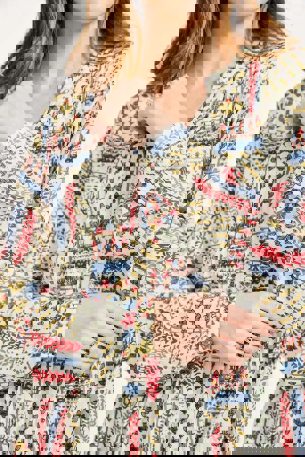 Mudflower Pintuck Printed Shirt