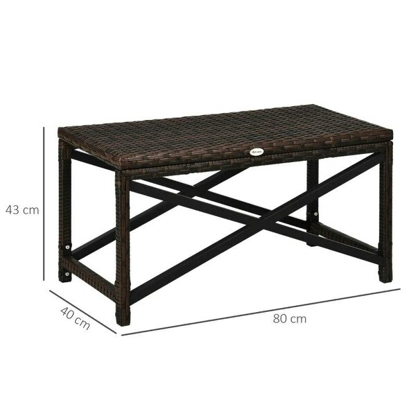 Outdoor Coffee Table Side Table with X-Shape Frame for Patio, Balcony, Mixed Brown