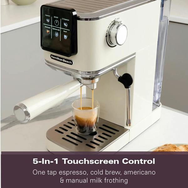 Hamilton Beach BaristaPro Touch 5-in-1 Espresso Machine Cream
