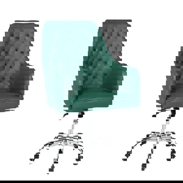 Furniture One Swivel Desk Chair, PVC Leather Office Chair, Adjustable Height, Makeup Vanity Armchair for Home Office