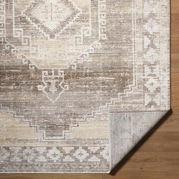Livabliss Fifth Avenue-Vintage Brown Grey Off-White Traditional Boho Fringe Rug