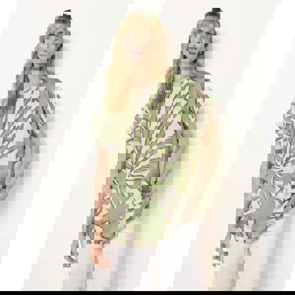 Blue Vanilla Large Floral Round Neck Top