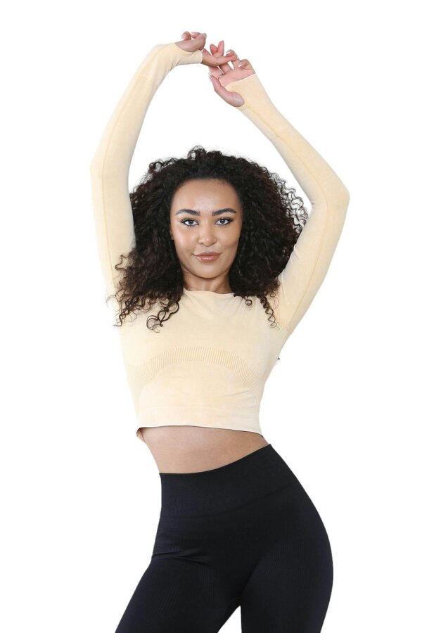 Elaina Fashion Women's Round Neck Tie-Dye Rib Seamless Slim Fit Crop Top Activewear 